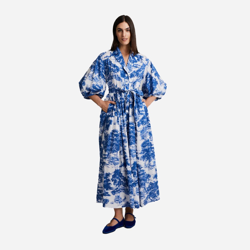 Alona Shirt Dress - Blue Toile De Jouy