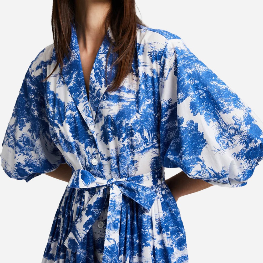Alona Shirt Dress - Blue Toile De Jouy