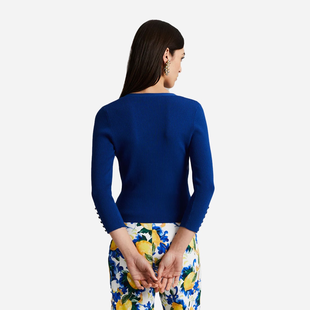 Stacie Rib-Knit Cardigan - Mediterranean Blue