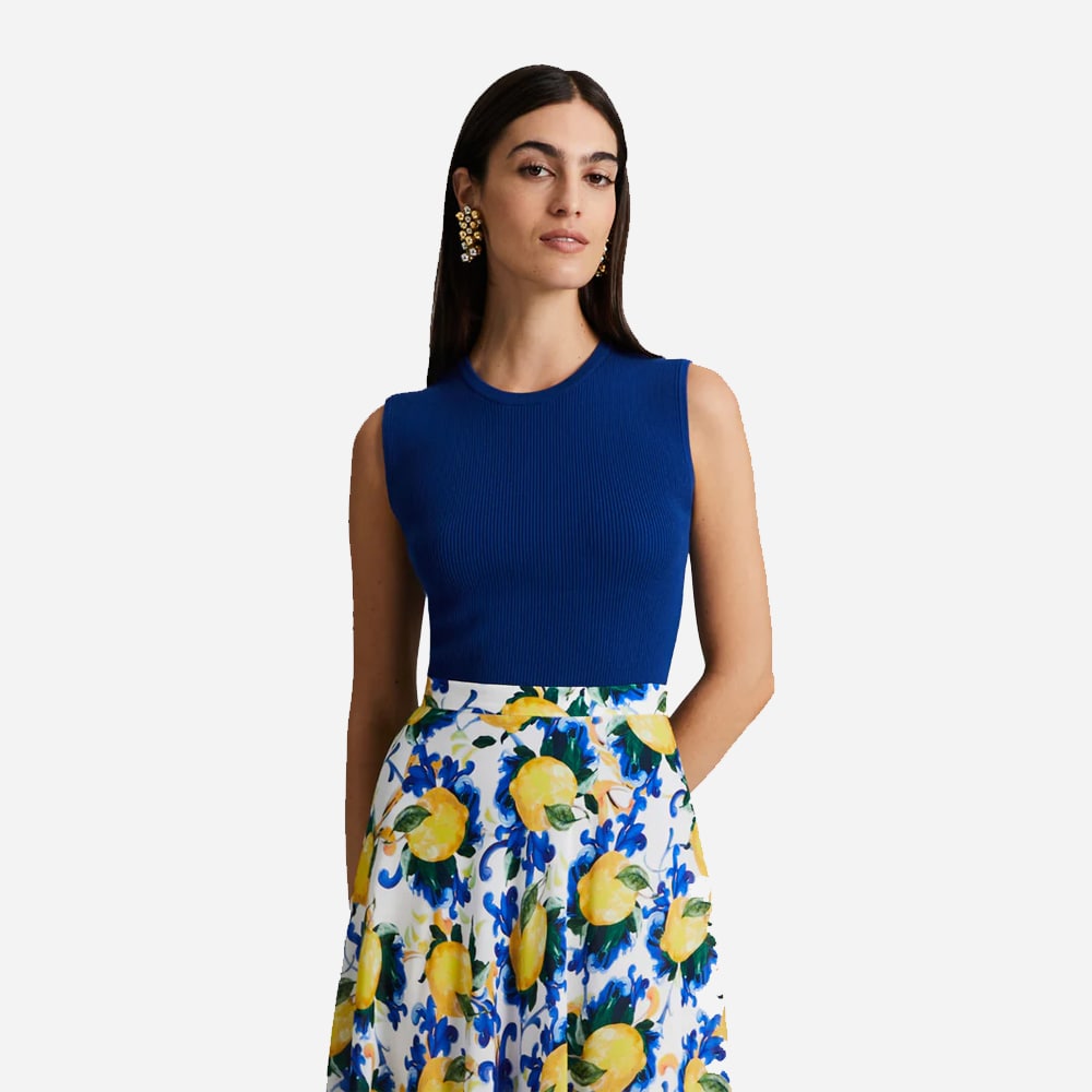Griet Rib-Knit Top - Mediterranean Blue