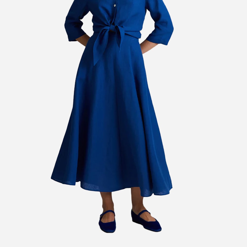 Leea Linen Skirt - Mediterranean Blue