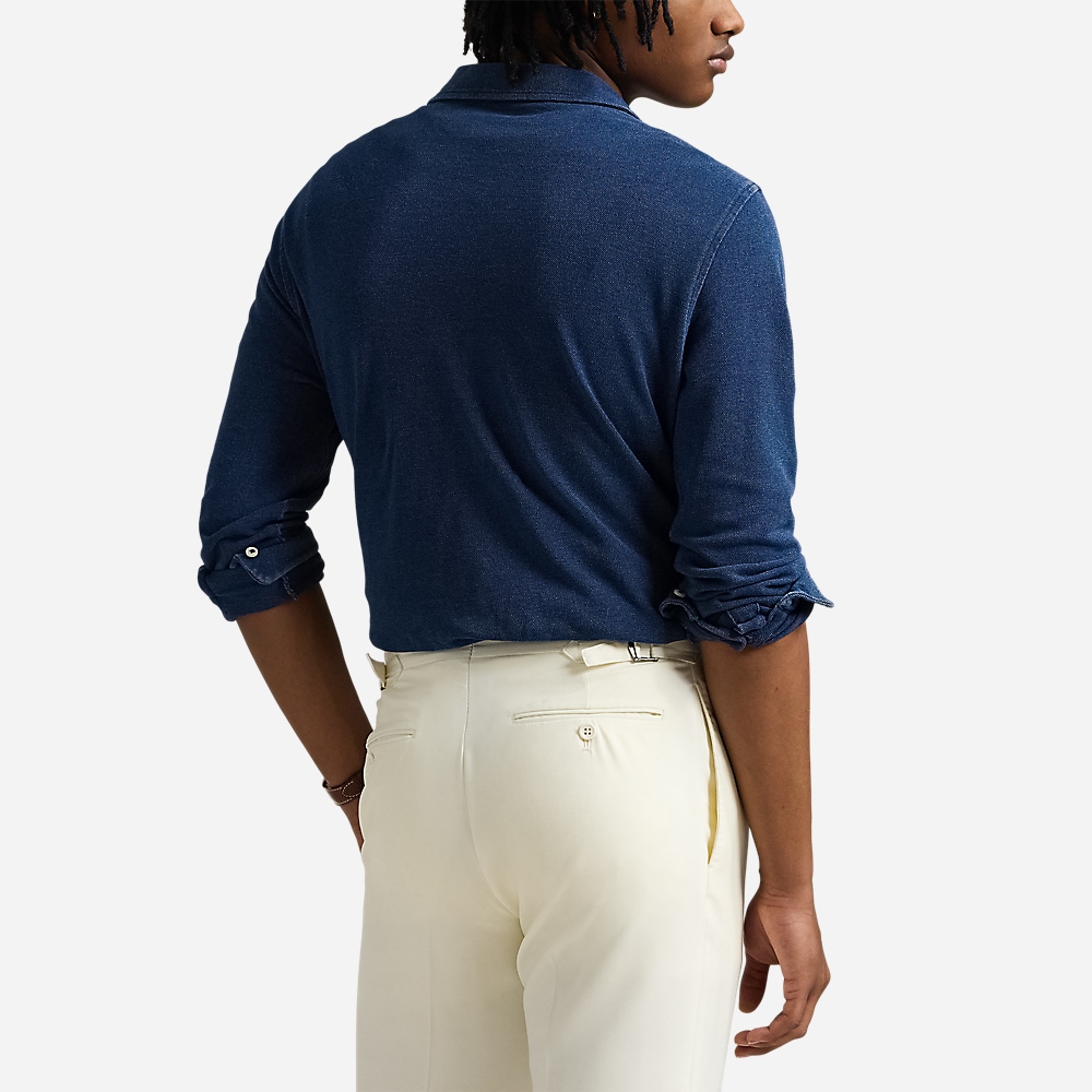 Indigo-Dyed Mesh Polo Shirt - Dark Indigo