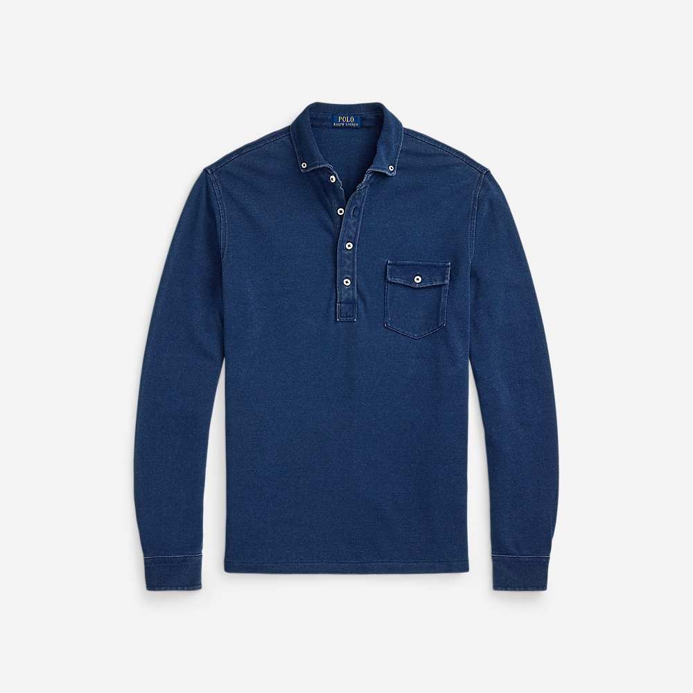 Indigo-Dyed Mesh Polo Shirt - Dark Indigo