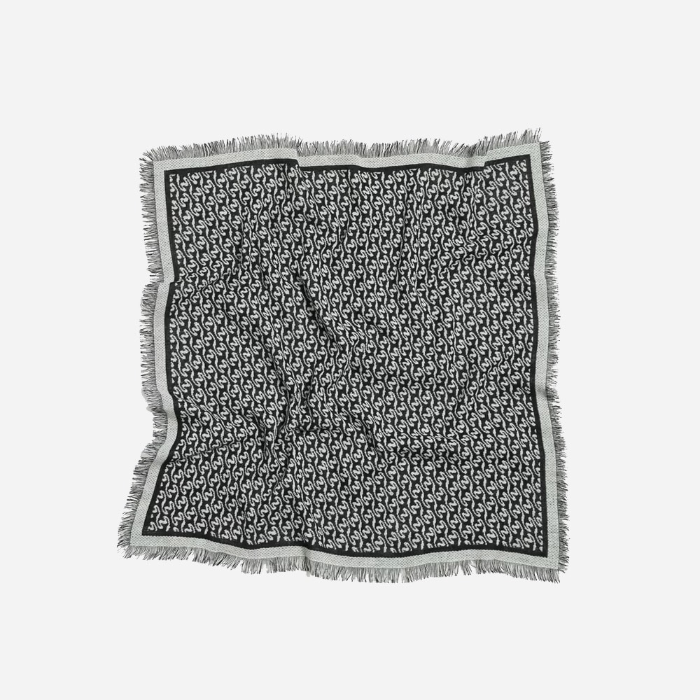 Fine Wool Scarf Monogram - Ecru