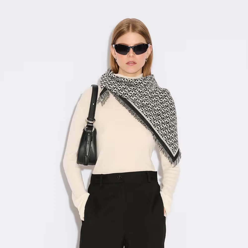 Fine Wool Scarf Monogram - Ecru