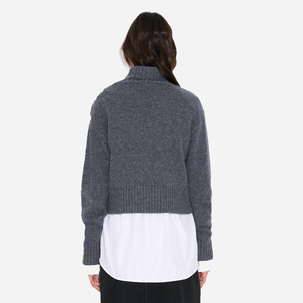 Wool Cropped Turtleneck - Blue