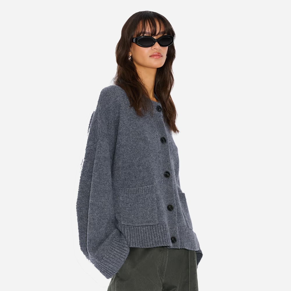 Wool Wide Cardigan - Blue