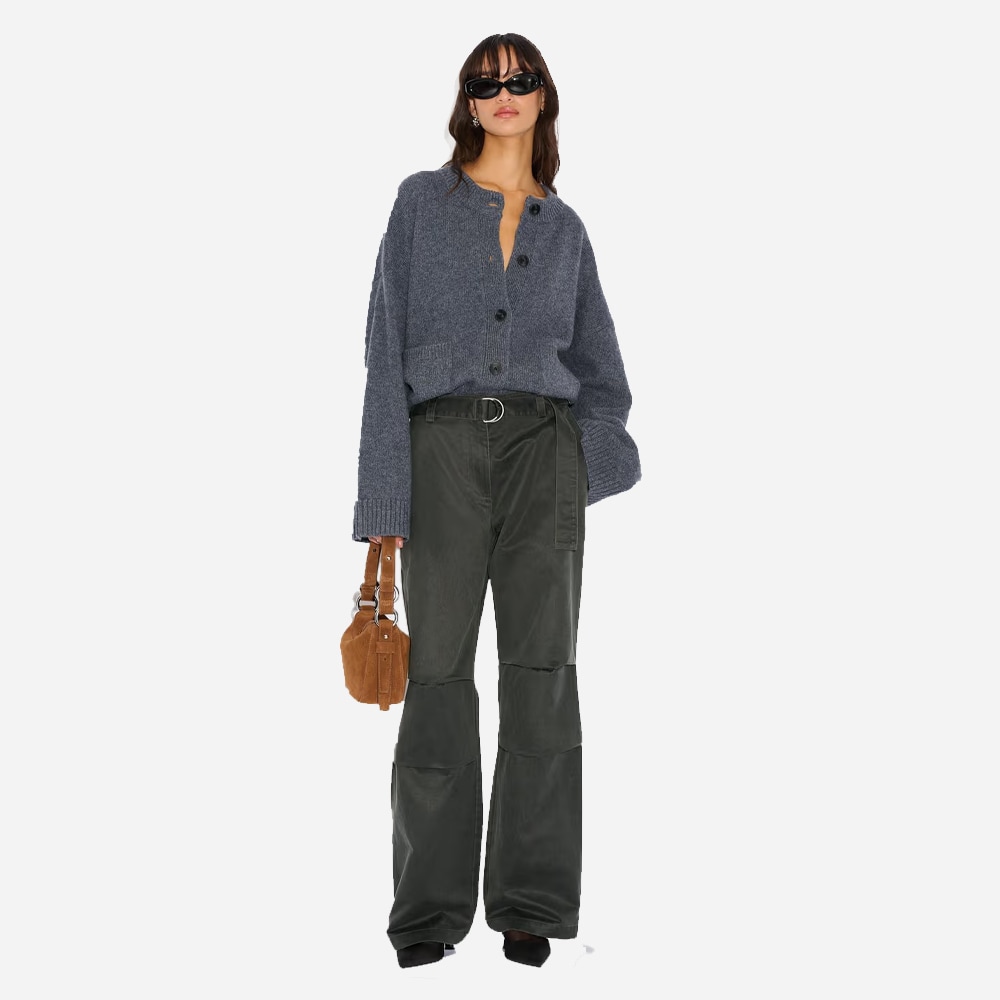 Wool Wide Cardigan - Blue