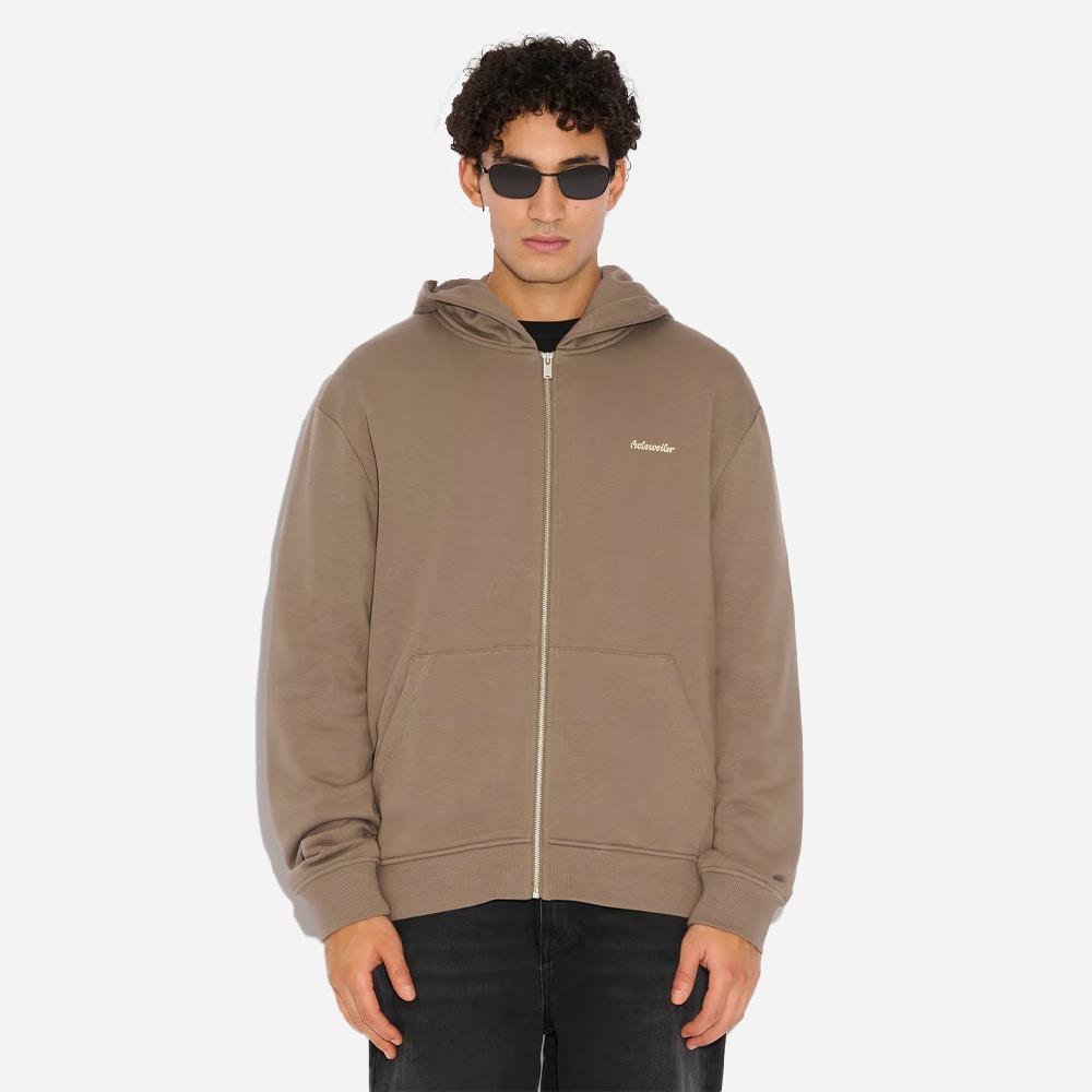 Regular Light Zip Hoodie - Taupe