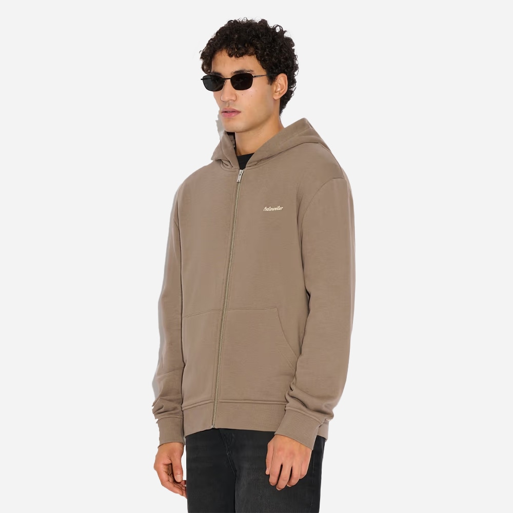 Regular Light Zip Hoodie - Taupe