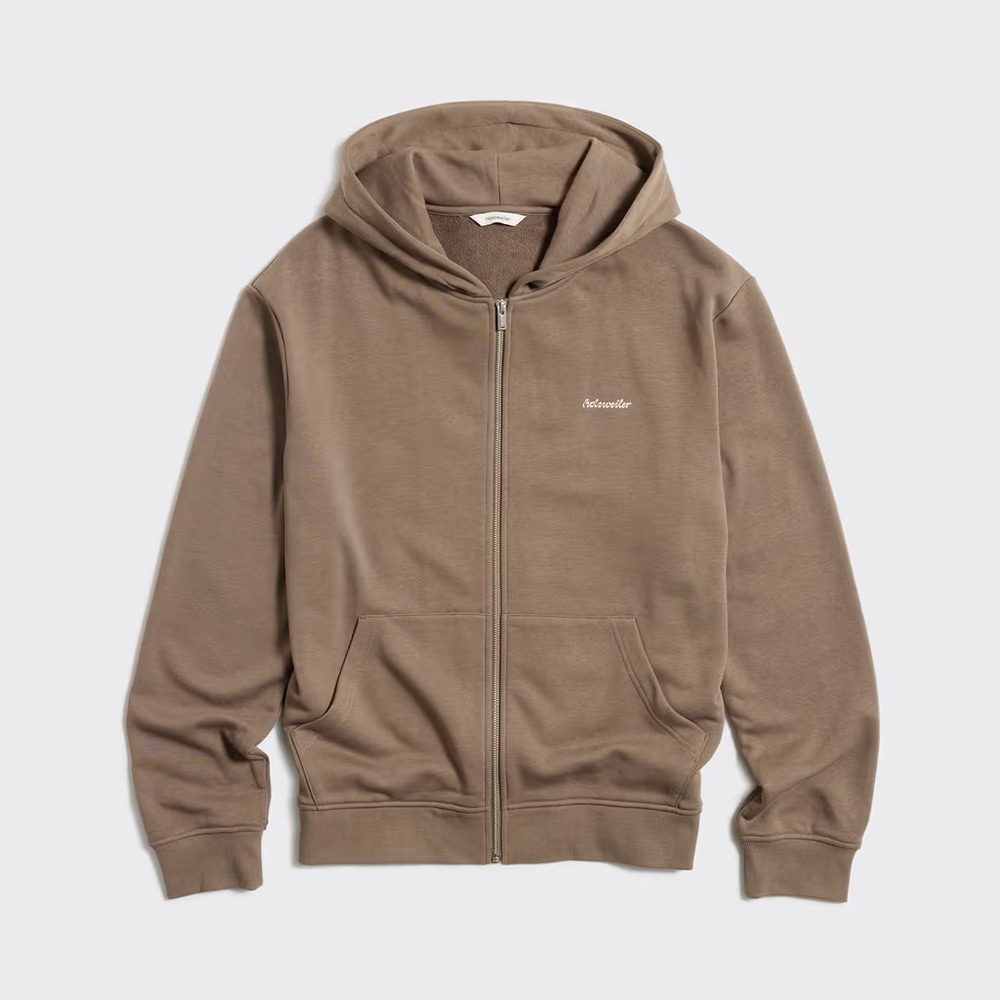 Regular Light Zip Hoodie - Taupe