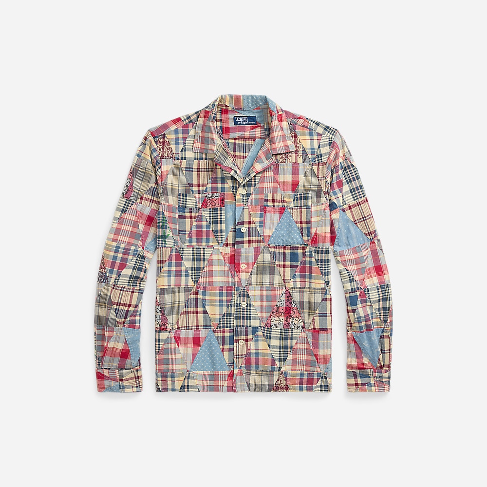Classic Fit Patchwork Madras Camp Shirt - Madras Patchwork Woodbloc