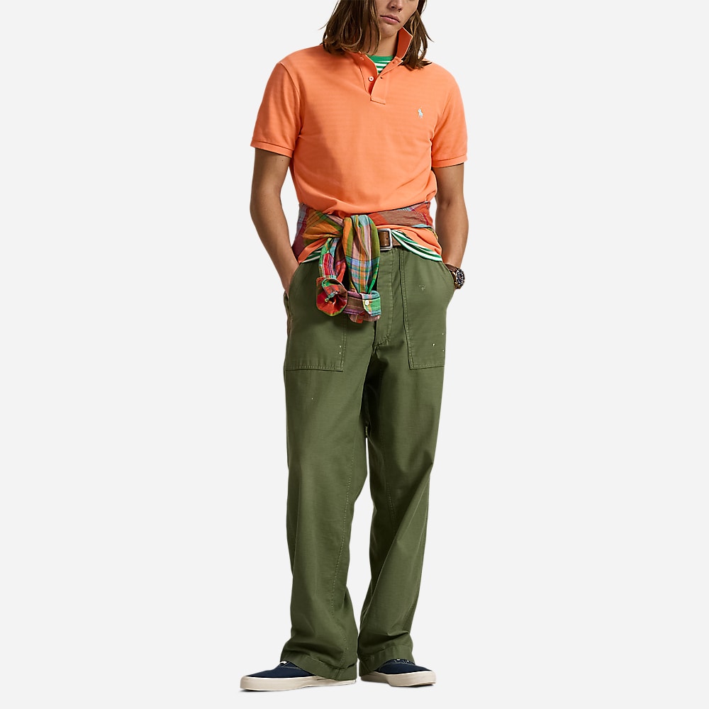 Custom Slim Fit Mesh Polo Shirt - Classic Peach