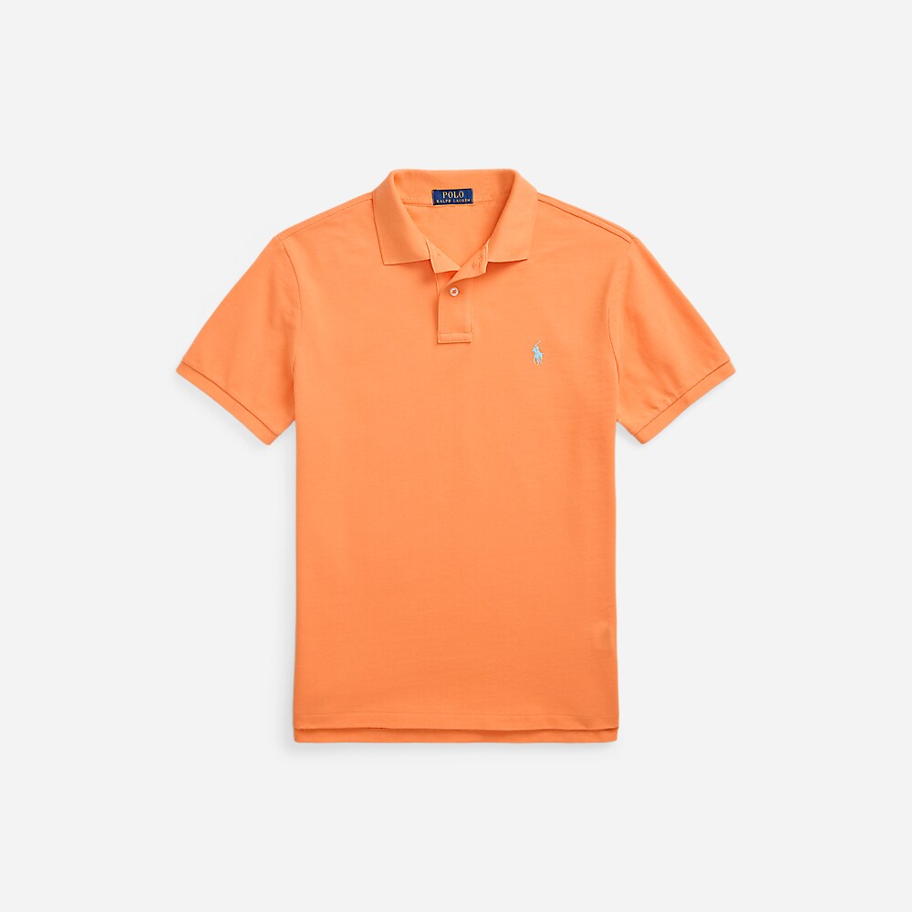 Custom Slim Fit Mesh Polo Shirt - Classic Peach