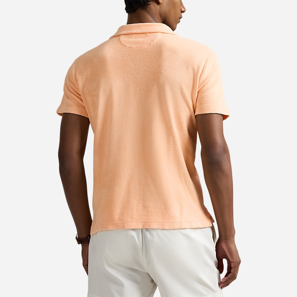Mineral-Dyed Terry Polo Shirt - Amber