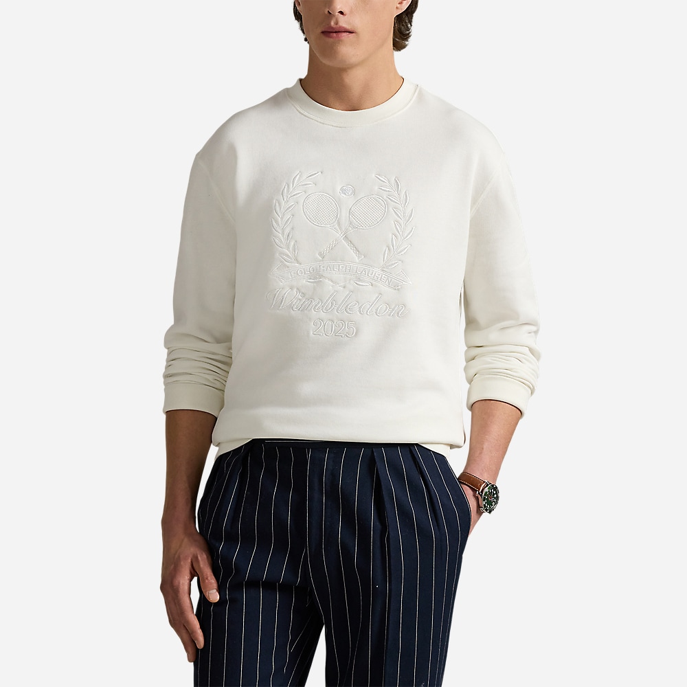 Wimbledon Logo Fleece Sweatshirt - Deckwash White