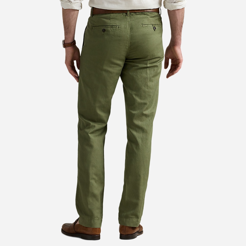 Straight Fit Linen-Cotton Pant - Tree Green
