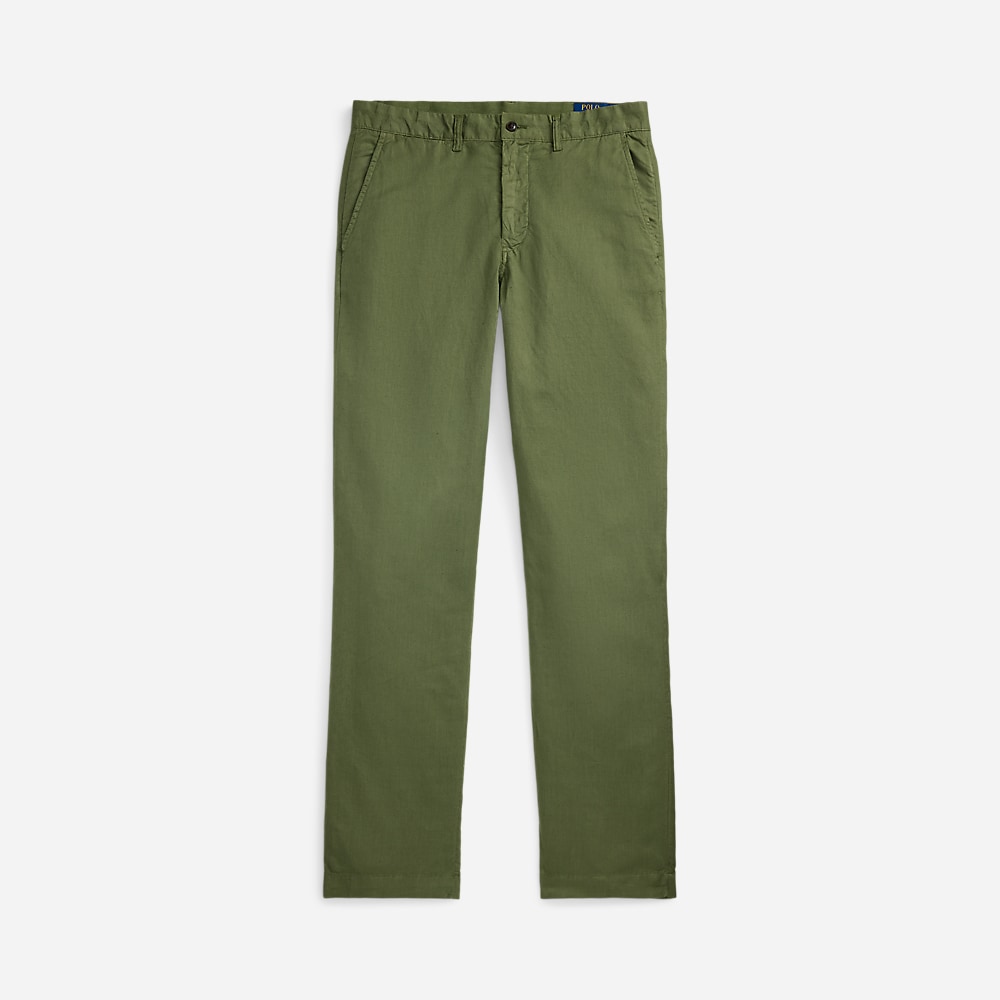 Straight Fit Linen-Cotton Pant - Tree Green