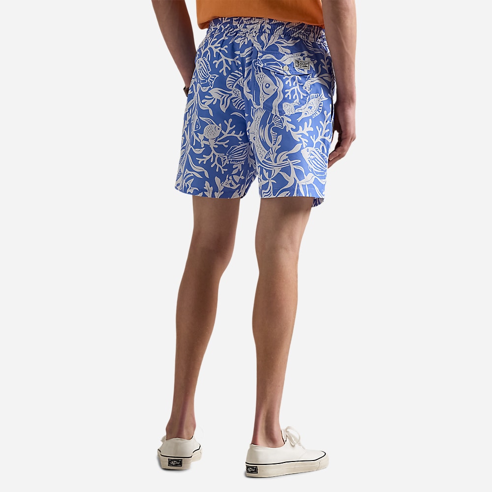 Traveler Classic Swim Trunk - Fish Coral- Light Blue