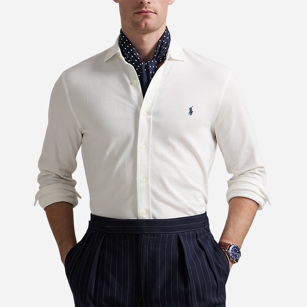Honeycomb-Knit Shirt - White