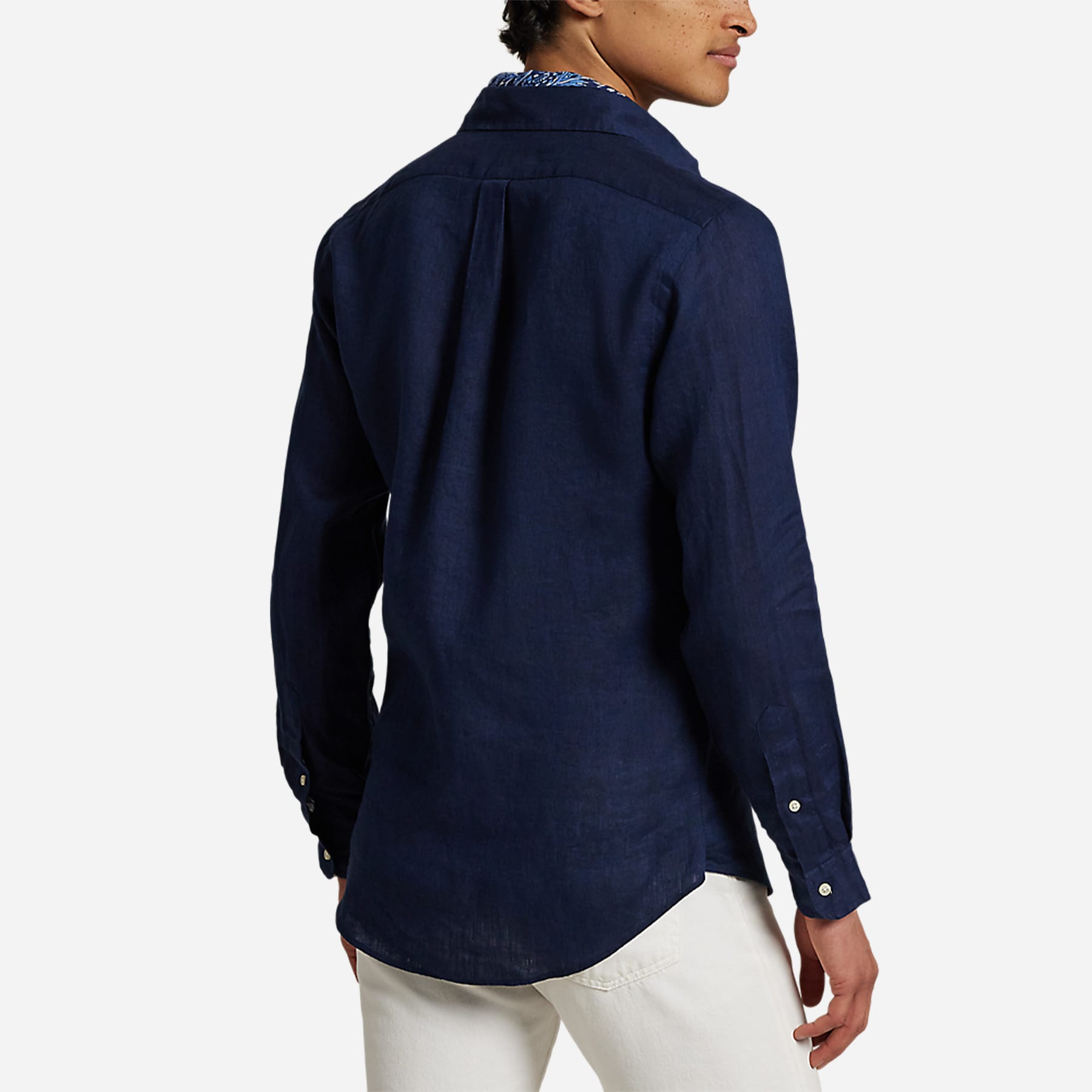 Slim Fit Linen Shirt - Newport Navy