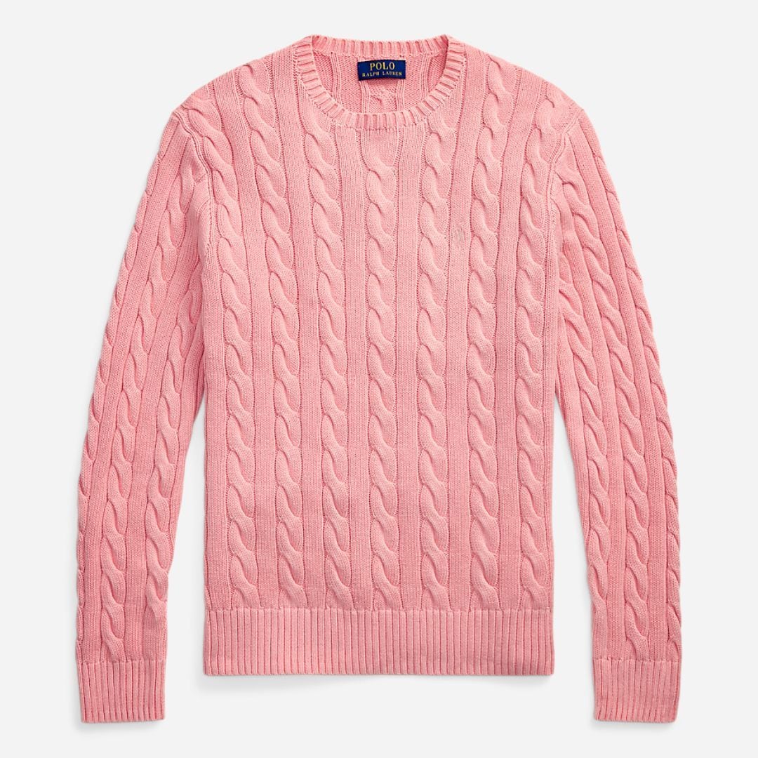 Cable-Knit Mineral-Dyed Cotton Sweater -  Rose Gmd