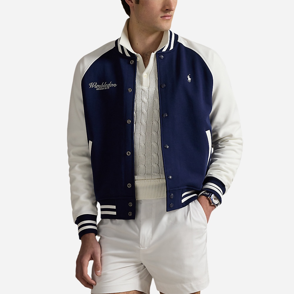Wimbledon Double-Knit Baseball Jacket - Refined Navy/Ceramic White