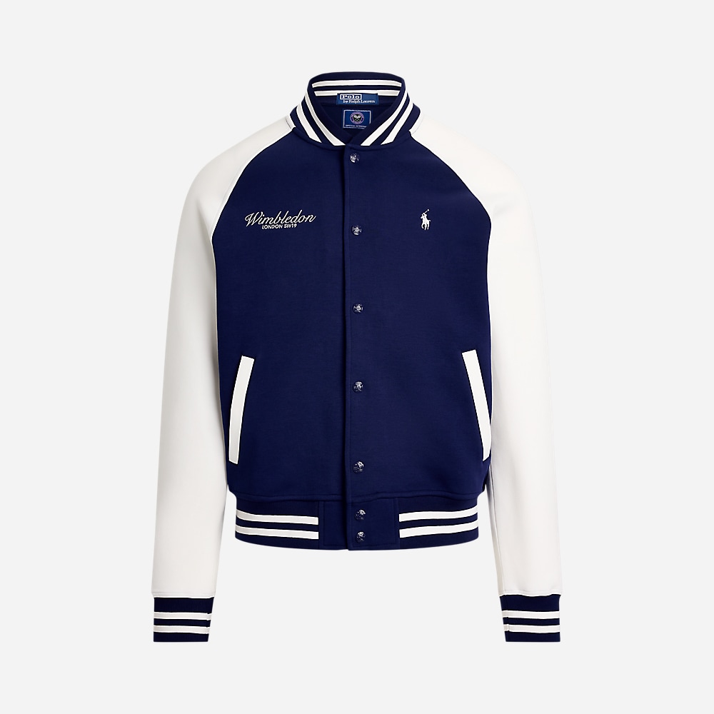 Wimbledon Double-Knit Baseball Jacket - Refined Navy/Ceramic White