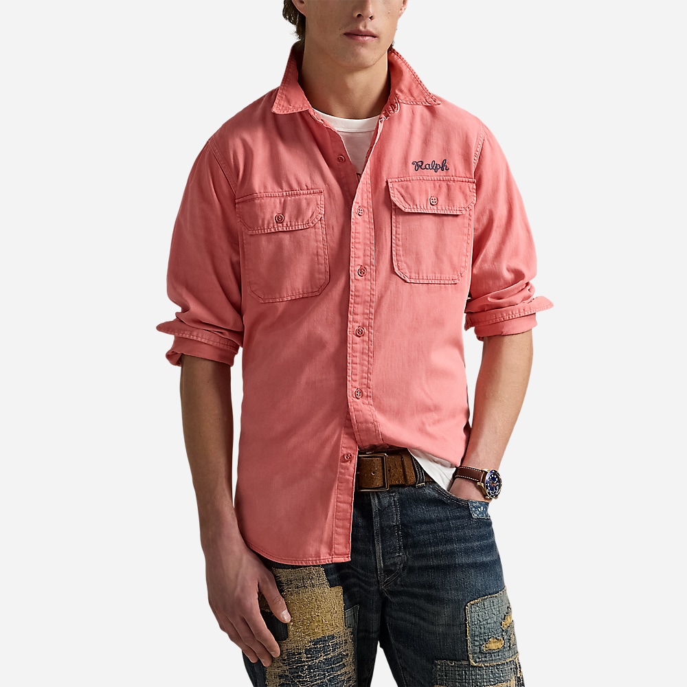 Classic Fit Embroidered Chino Workshirt - Newbarn Nantucket Red