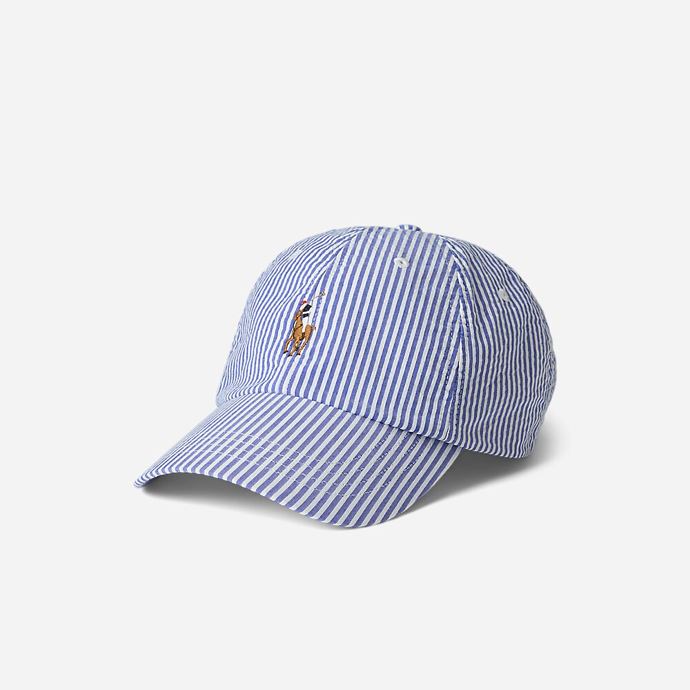 Seersucker Ball Cap - Cruise Royal Seersucker