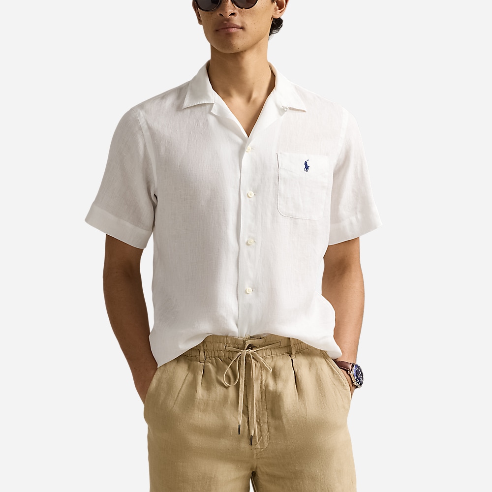 Classic Fit Linen Camp Shirt - Ceramic White