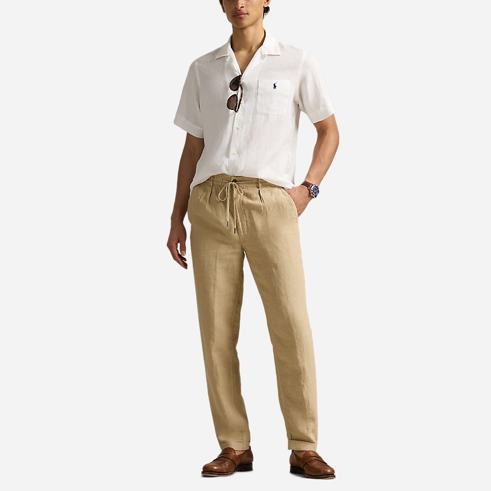 Classic Fit Linen Camp Shirt - Ceramic White