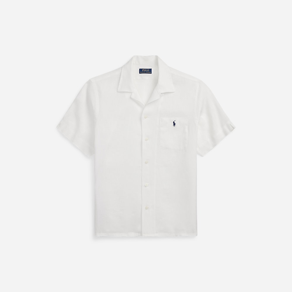 Classic Fit Linen Camp Shirt - Ceramic White