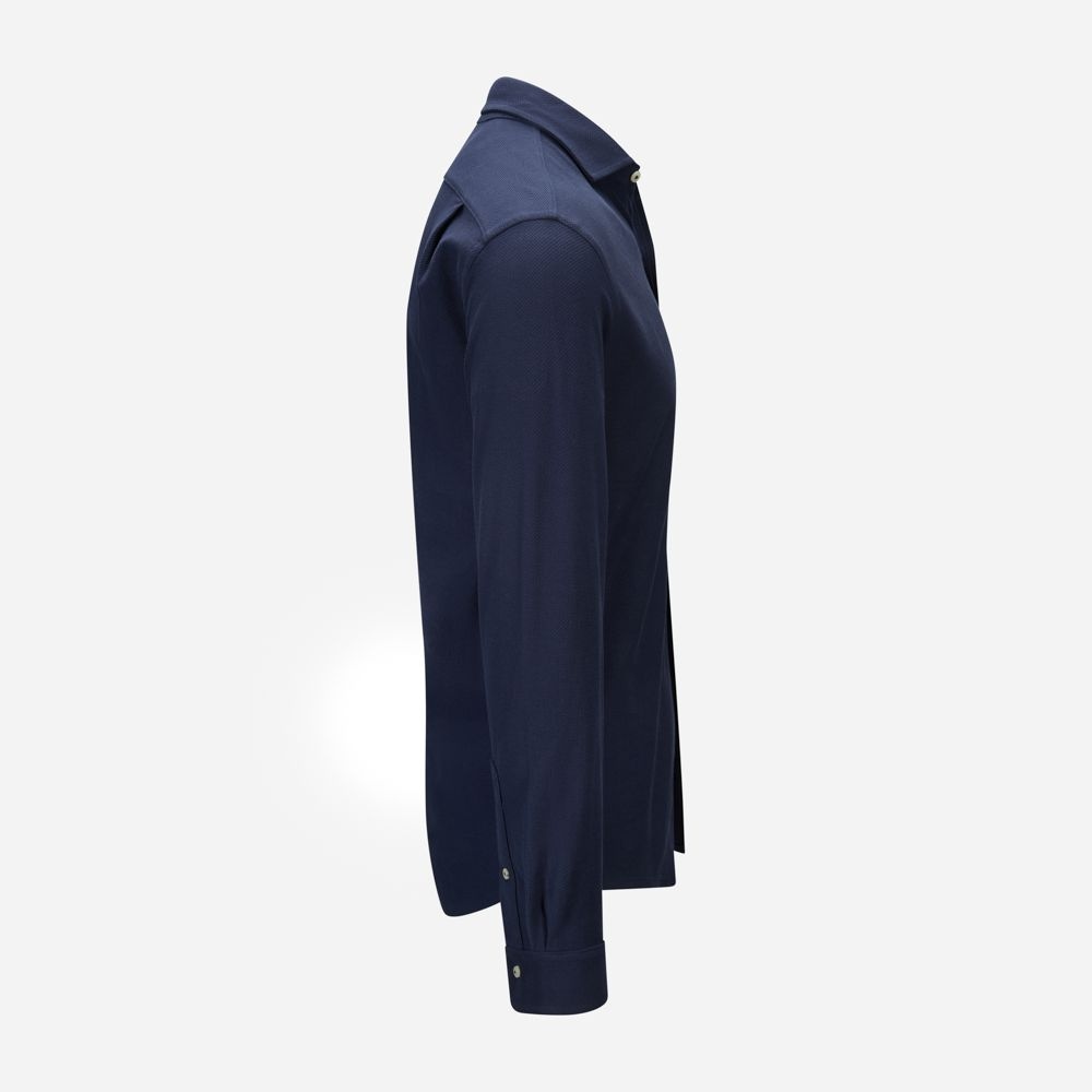 Honeycomb-Knit Shirt - Cruise Navy
