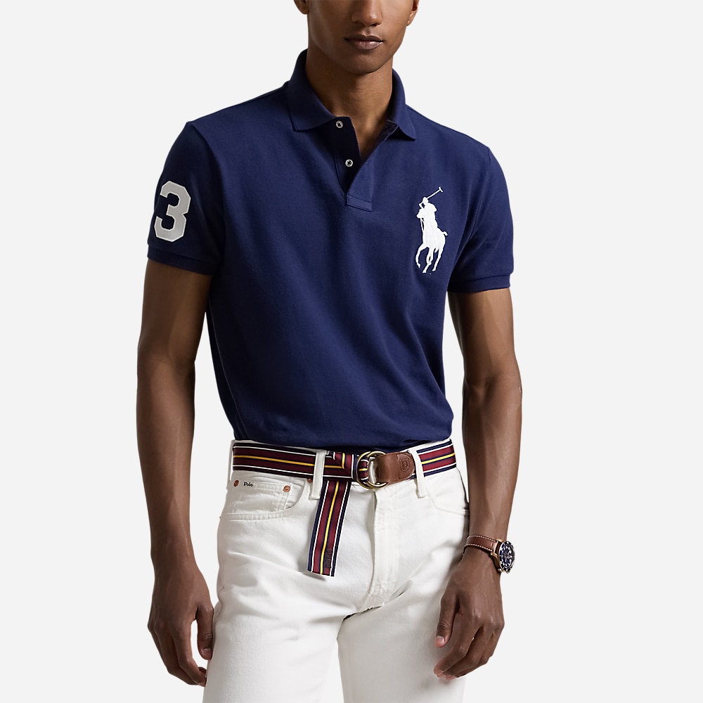 Custom Slim Fit Big Pony Mesh Polo Shirt - Newport Navy