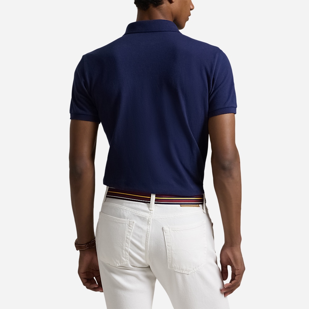 Custom Slim Fit Big Pony Mesh Polo Shirt - Newport Navy