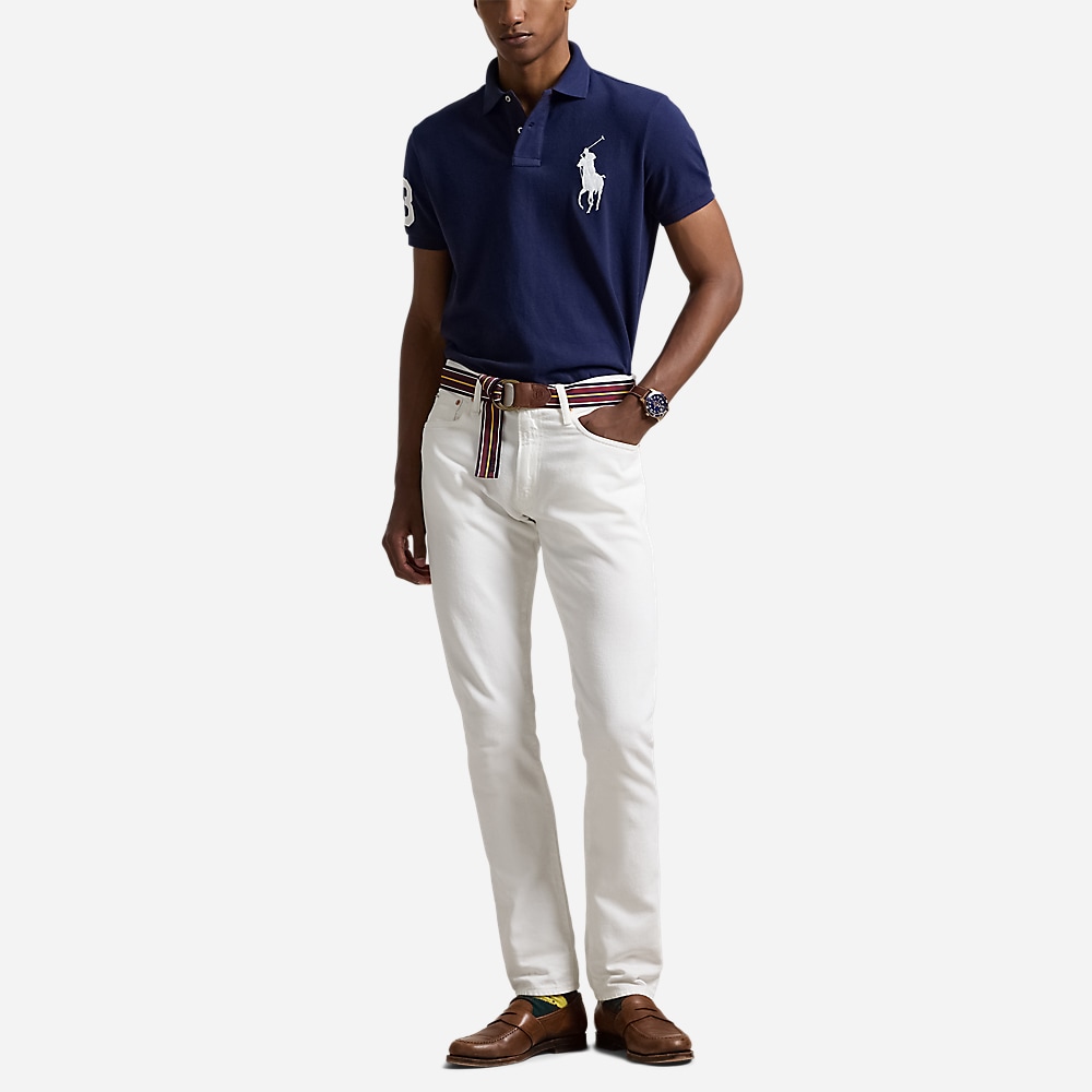 Custom Slim Fit Big Pony Mesh Polo Shirt - Newport Navy
