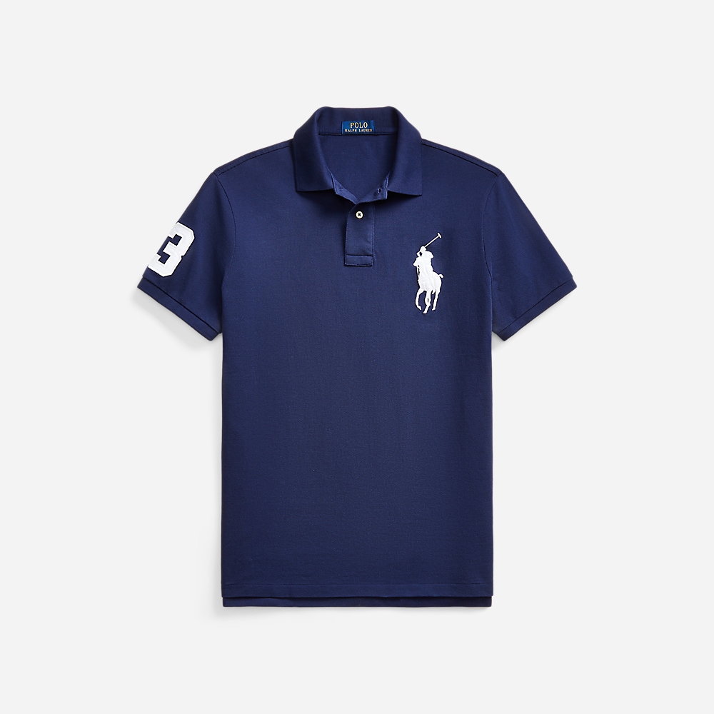 Custom Slim Fit Big Pony Mesh Polo Shirt - Newport Navy