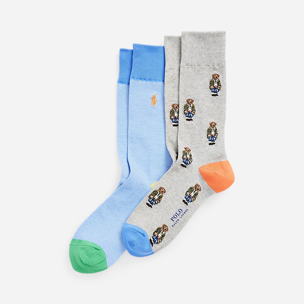 2-Pack Polo Bear Trouser Sock - Grey/Blue