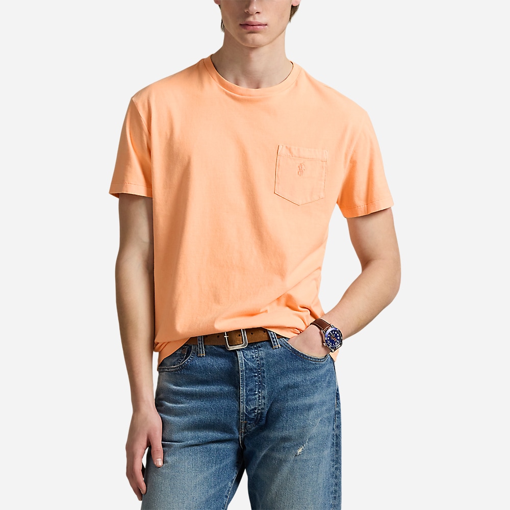 Custom Slim Mineral-Dyed Pocket T-Shirt - Amber