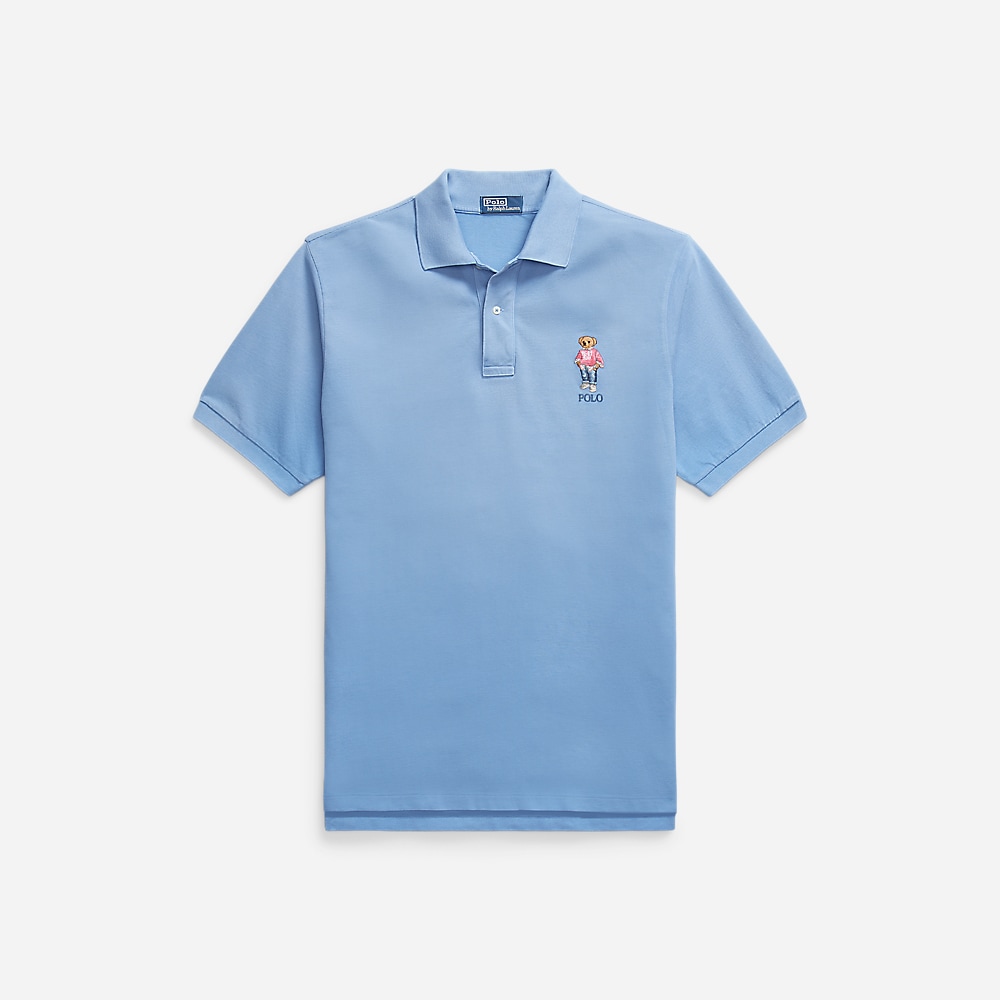 Custom Slim Polo Bear Mesh Polo Shirt - Camp Blue Jeep Bear