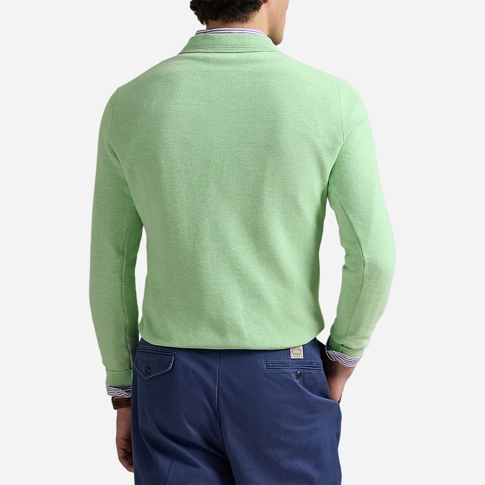 Mesh-Knit Cotton Quarter-Zip Sweater - Artichoke Green Hthr