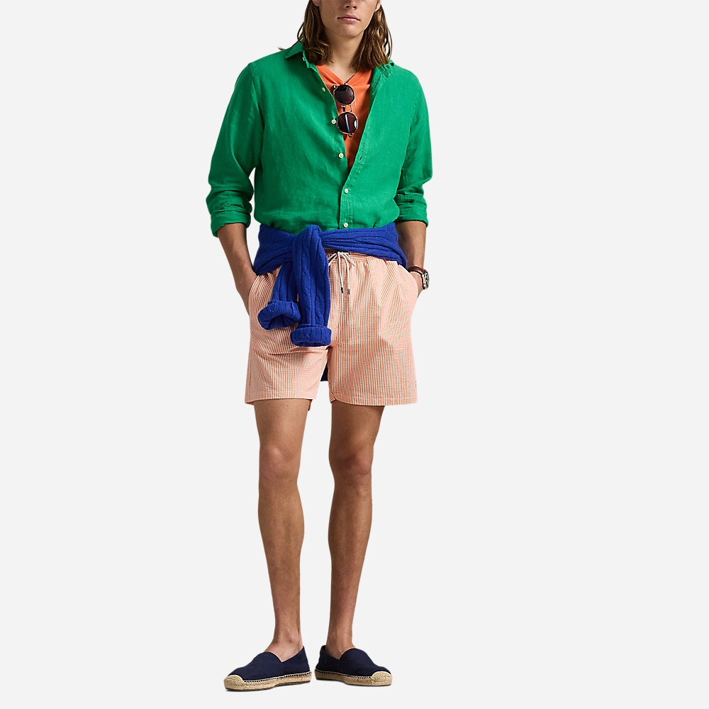 Traveler Classic Swim Trunk - Classic Peach Seersucker
