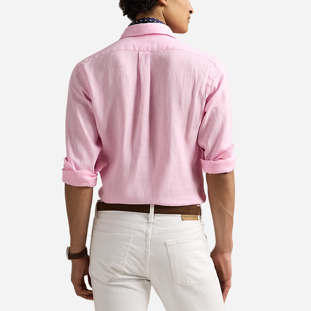 Slim Fit Linen Shirt - Carmel Pink