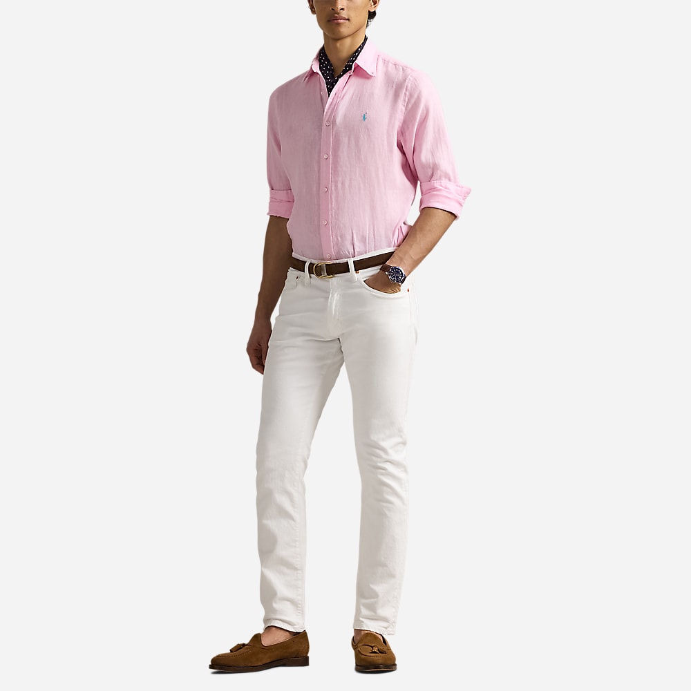Slim Fit Linen Shirt - Carmel Pink