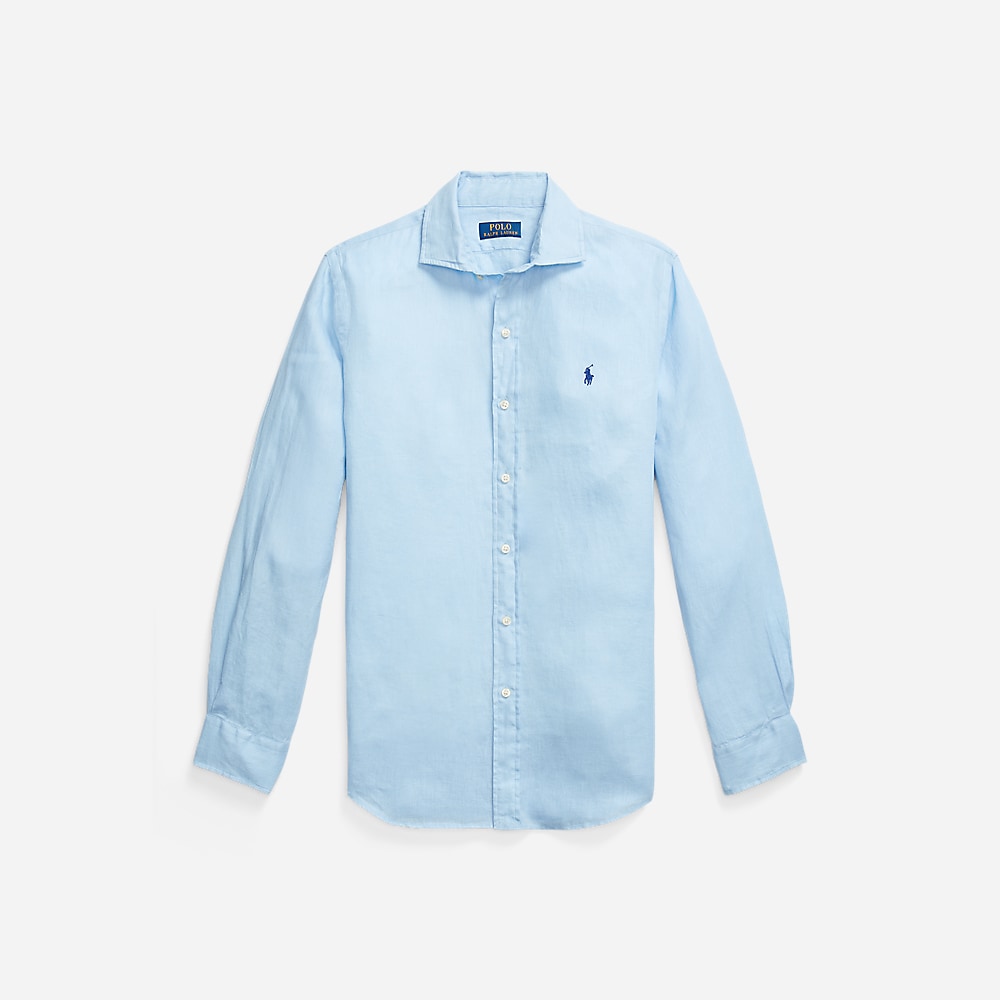 Slim Fit Linen Shirt - Office Blue