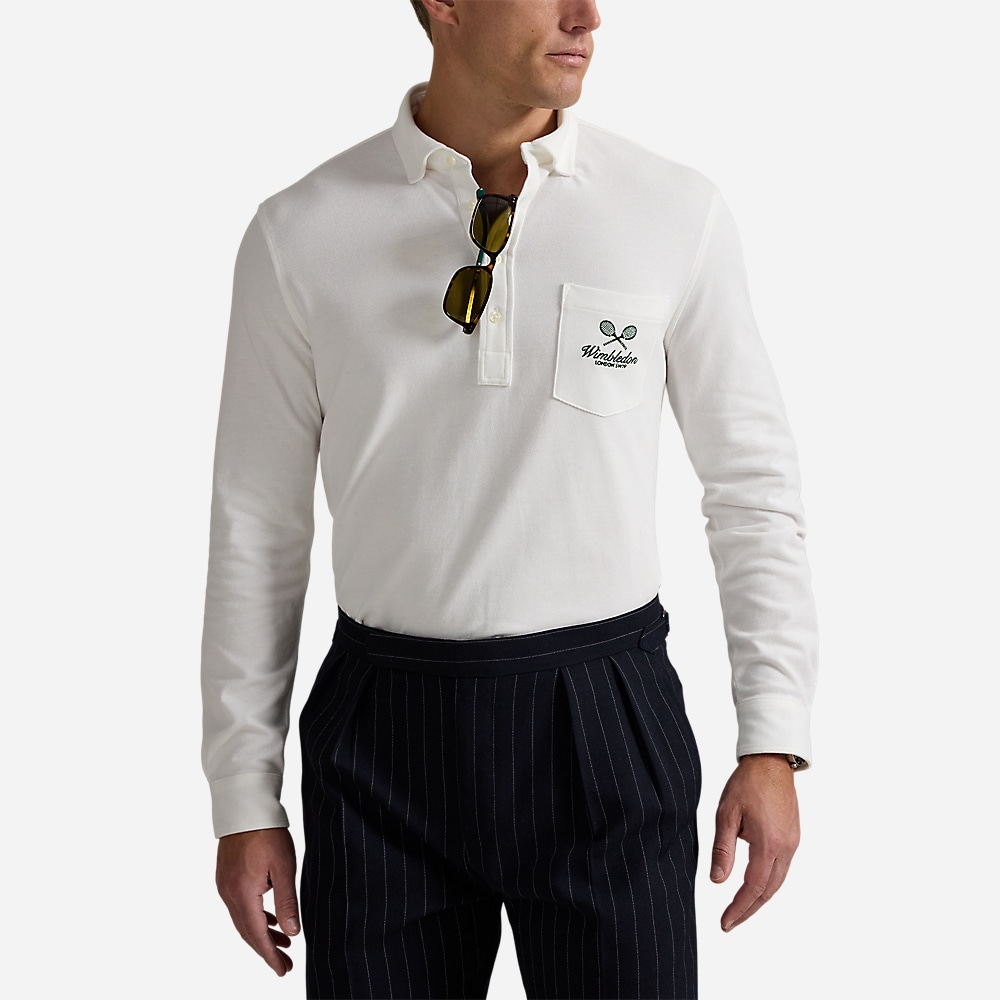 Wimbledon Classic Fit Mesh Polo Shirt - Ceramic White