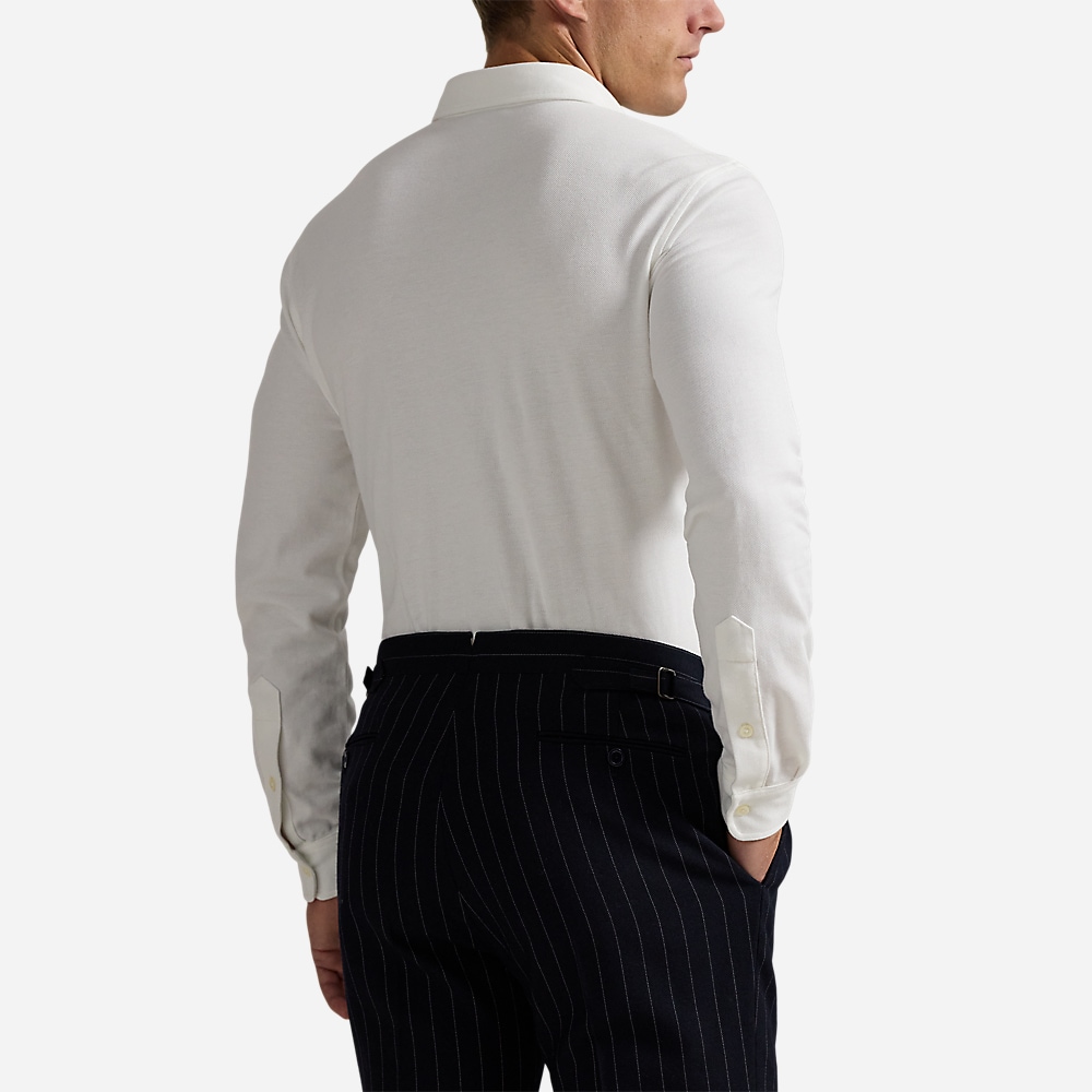 Wimbledon Classic Fit Mesh Polo Shirt - Ceramic White