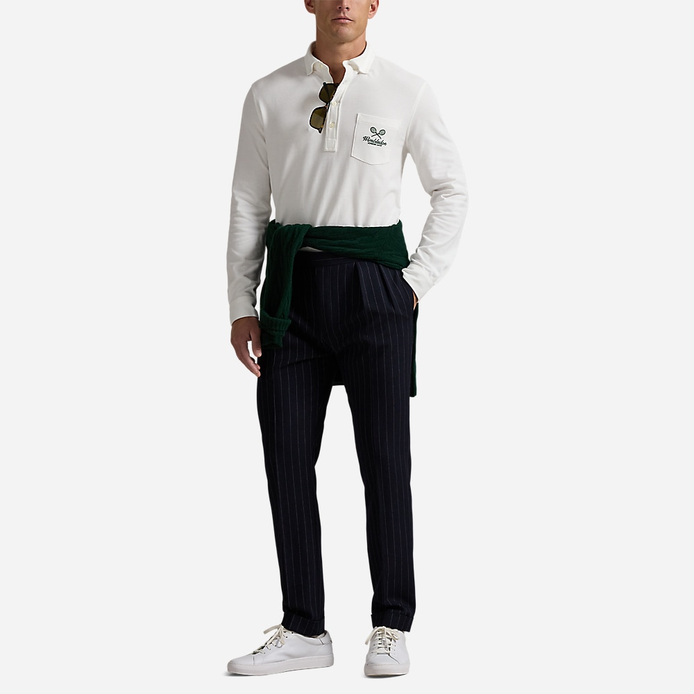 Wimbledon Classic Fit Mesh Polo Shirt - Ceramic White