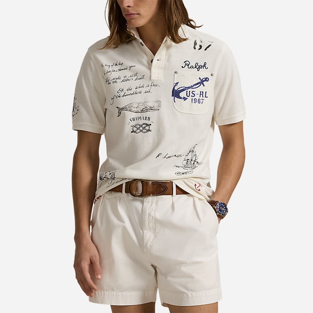 Classic Fit Mesh Graphic Polo Shirt - Nevis